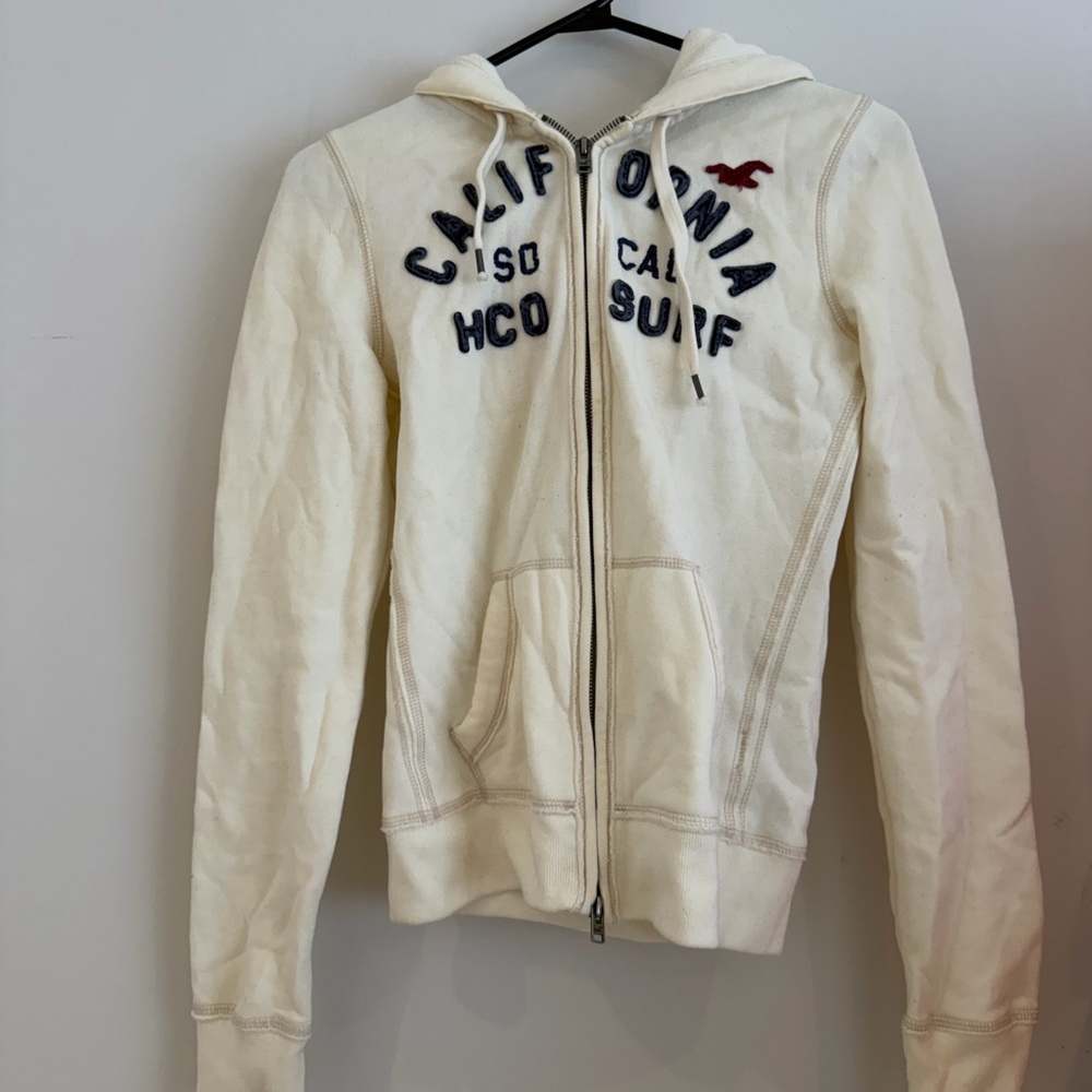 Hollister Off-White Embroidered Hoodie